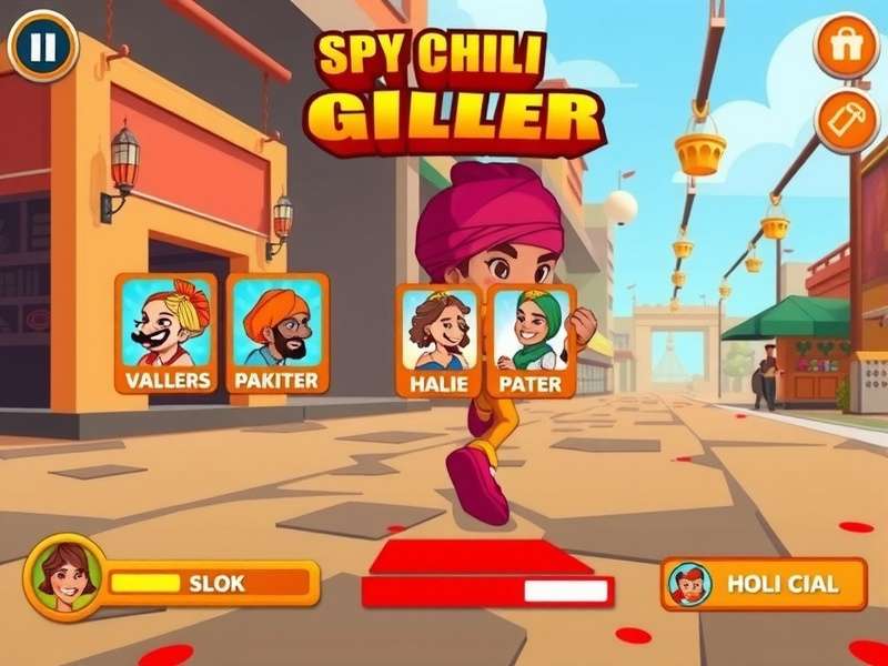 Spicy Chili Runner gameplay screenshot showing character running through Indian market